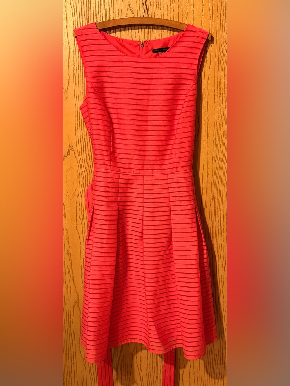 Tommy Hilfiger coral pink striped midi dress